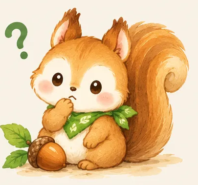 漢方診断の原則を考えるリスのイラスト